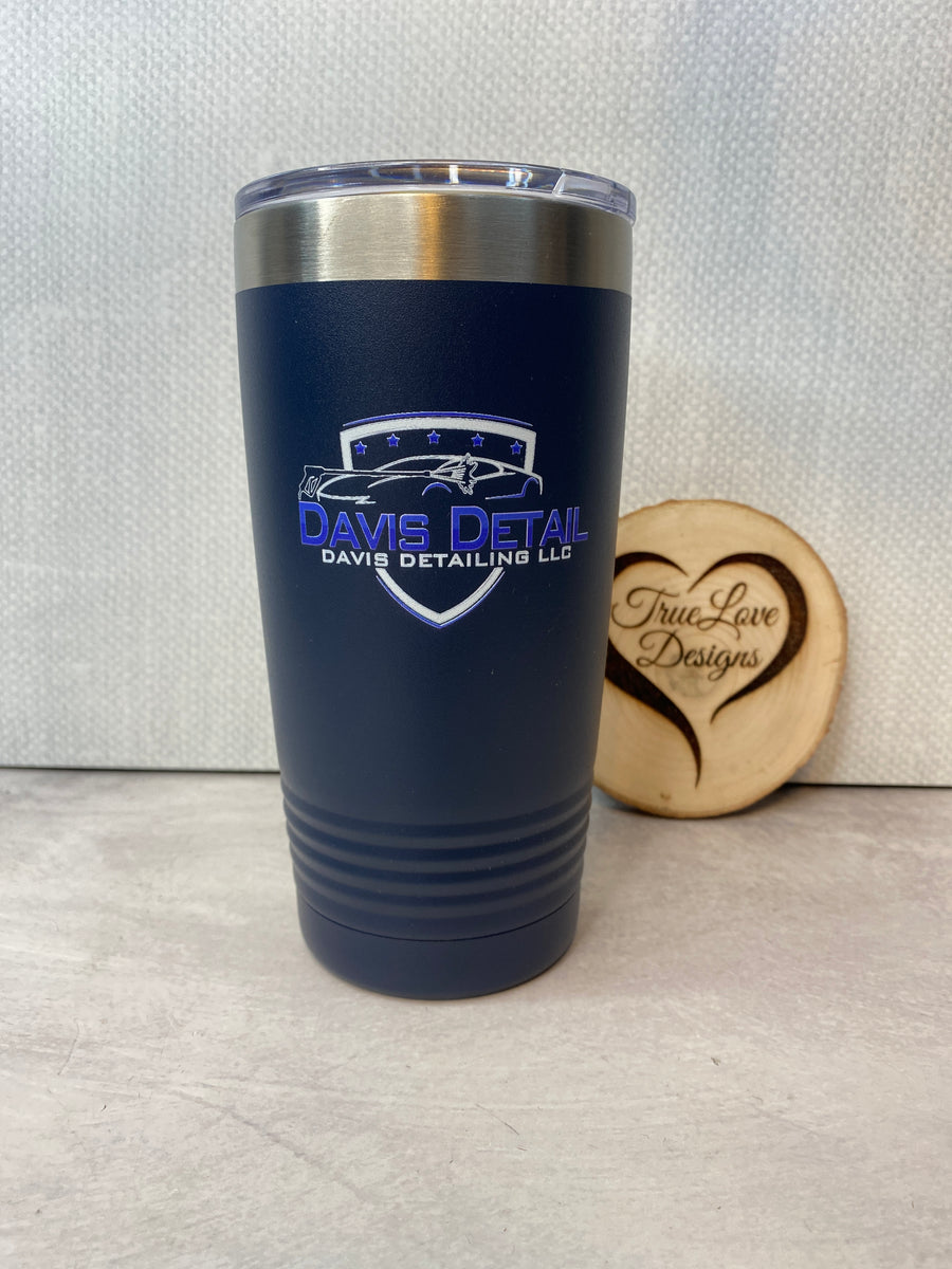 Custom Logo 20 oz Insulated Travel Tumbler with Built in Handle - Front  side Logo Included