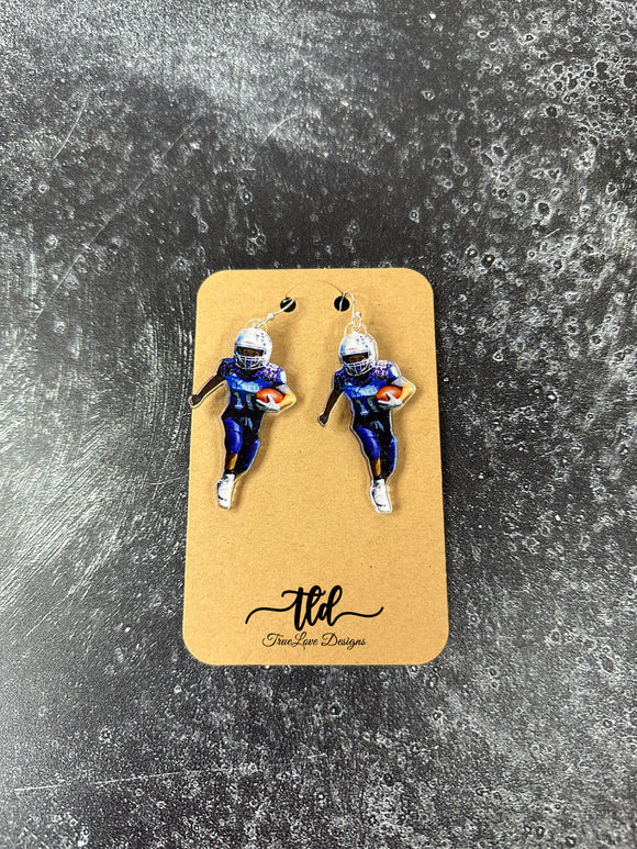 Football Player Picture Earrings, Personalized, Custom Double Sided Photo Earrings