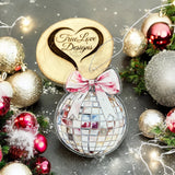 Disco Ball with Bow, Acrylic Christmas Ornament