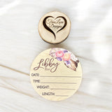 Boho Rose Gold Floral Swag Baby Birth Stats, Personalized, Keepsake, Baby Room Decor, Newborn Birth Stats, Baby Birth Announcement Sign