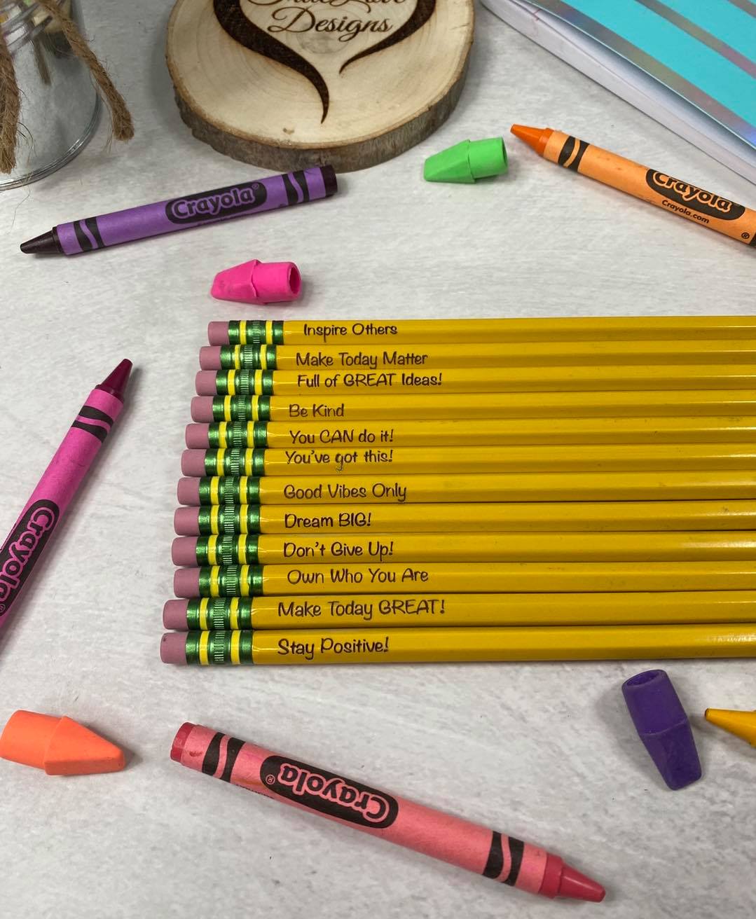 Cuhas Affirmation Pencil Set, Inspirational Pencils, Personalized