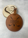 Personalized Engraved Golf Bag Tag with Tees, Leatherette Golf Bag Tag, Fathers Day Gift, Gift for Him, Gift for Dad, Golf Gifts